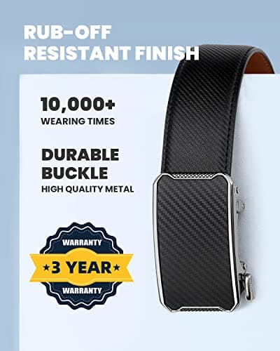 Zitahli Belt Men,Leather Ratchet Belt for Men Dress Casual Every Day with Adjustable Buckle,Trim to Fit For Gift Size 30"-36" - Thumbnail 3