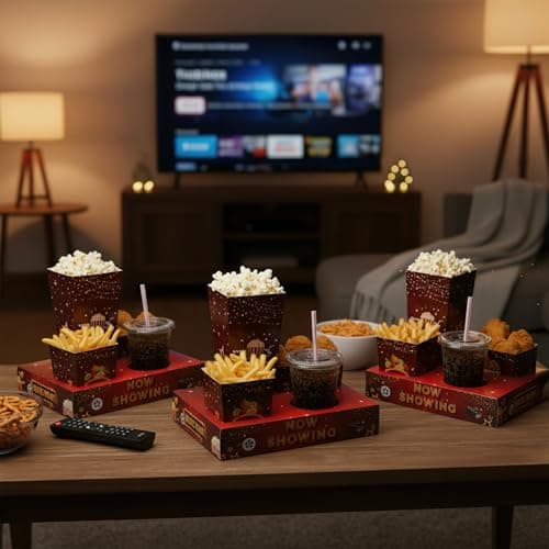 WSICSE 27 Set Movie Night Snack Trays, Disposable Paper Movie Snack Boxes Include 27 Trays, Popcorn Boxes, French Fries for Outdoor Cinema Home Theater Birthday Party - Thumbnail 5
