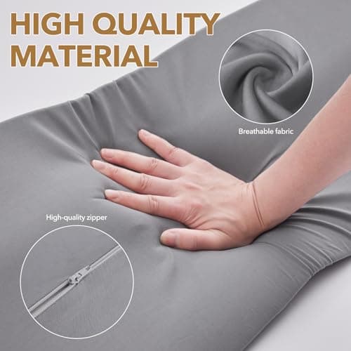 Paxato Queen Size Bed Wedge Pillow for Headboard – Mattress Gap Filler Wedge (0–8"), Close Gap Between Headboard and Mattress, Stop Pillows Falling, Wave Wedge, Large Bed Pillow, Gray (60"x10"x6") - Thumbnail 3