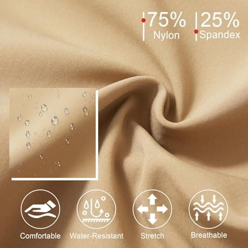 M MAELREG Golf Pants Men Fleece Lined 30"/32"/34" Solid Dress Work Pants for Men Water-Resistant Stretch Warm Winter Trousers Khaki - Thumbnail 4