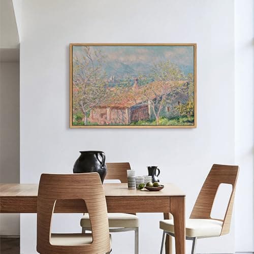 DAJONART Vintage Floating Framed Wall Art for Kitchen Living Room Office Bathroom, Rustic Floral Landscape Canvas Prints French Countryside, Antique Framed Christmas Wall Decor Gift for Women, 36x24 - Thumbnail 4