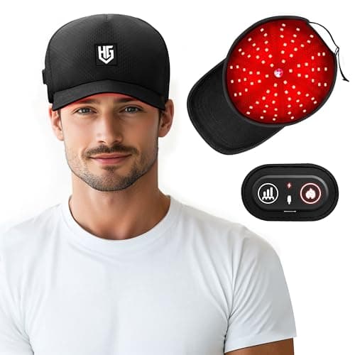 Cordless Red Light Hat with 2000mAh Rechargeable Battery, Red Light Cap with 660nm & 850nm Near-Infrared Light, Portable Wireless Design - Image 1