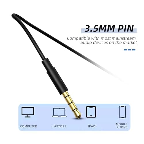 MORMOQUE EP-06 Wired Earbuds in-Ear Earphones,Build-in Microphone Noise Isolating Headphones,3.5mm Jack 4.9ft Long Cord Ear Buds,HD Bass Audio,with 6 Ear Tips,for Smartphones/Laptop/Computer Etc-Black - Thumbnail 3