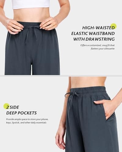 CAMPSNAIL Wide Leg Pants Women - 25"/29" Casual Summer Capri Sweatpants Lightweight Yoga Pants for Dress Travel Business Work - Thumbnail 3