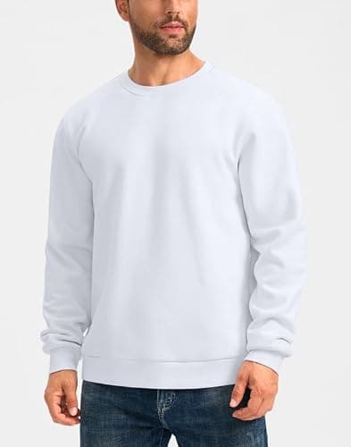 G Gradual Sherpa Lined Sweatshirts for Men Fleece Crewneck Sweatshirt Pullover Warm Shirts for Winter, White, Medium - Thumbnail 2