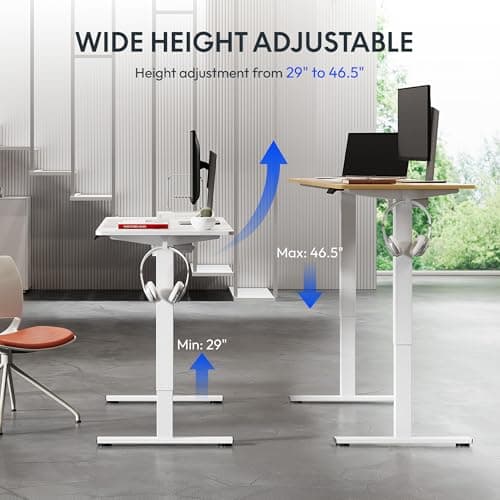 FLEXISPOT 63x24 Inch Electric Height Adjustable Standing Desk for Home & Office, Splice Board Desk for Computer Workstation, Study, or Creative Setup, Maple - Thumbnail 3