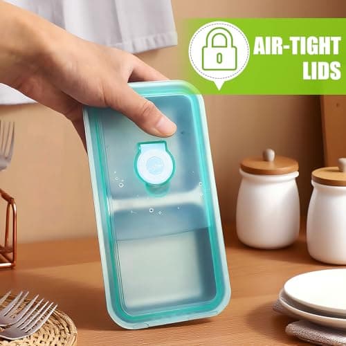 luperasol 6 Pack Stainless Steel Snack Containers with Silicone Lids, Grab and Go Stainless Steel Double Compartment Lunch Box Reusable Home, Travel With 100PCS Mini Bamboo Forks - Thumbnail 5