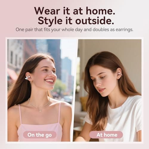 Kinglucky Gen2 Clip-On Open Ear Earbuds with Sparkle Butterfly Earrings, Earrings-On Storage Case, Bluetooth 5.4 Wireless Headphones for Women, 40H Playtime, Comfortable Fit for Small Ears, Rose Gold - Thumbnail 4