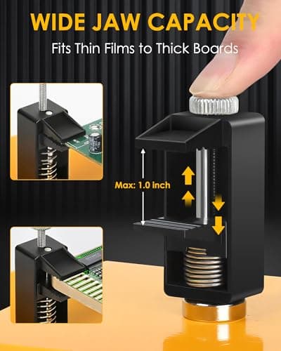 EOOKU Helping Hands Soldering Station, 2 Way Magnetic PCB Holder Clamps, One-Push Spring Loaded Third Hand Tool with 2 Adjustable Clips for Electronics, PCB Repair and DIY, Craft - Thumbnail 3