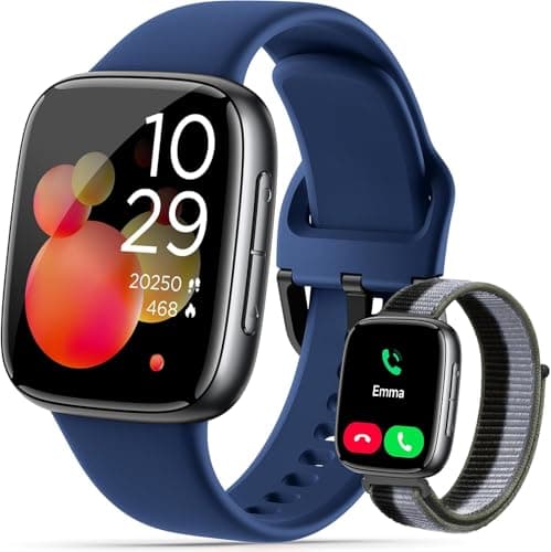 Quican Smart Watches for Men Women, 1.85" HD AMOLED Smart Watchfor iPhone & Android, 12-Day Battery, 3ATM Waterproof,Bluetooth Calls/Messages, Health Monitor, 120+ Sports ModesFitness Watch, 2 Bands - Image 1