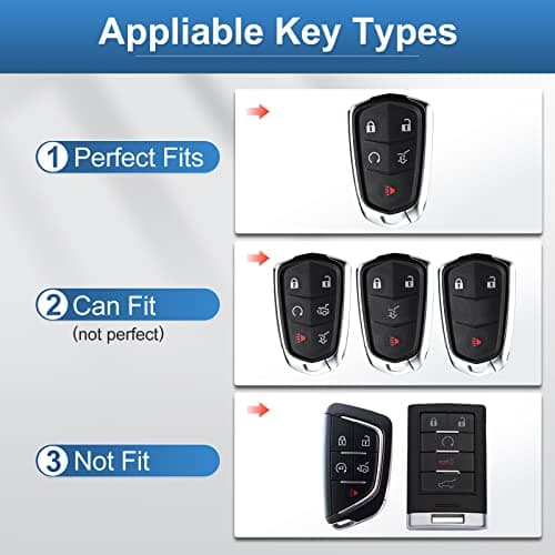 RUABIBAN Key Fob Cover Compatible with Cadillac, Soft TPU Key Case Protection Shell Fit for Cadillac Escalade CTS SRX XT5 ATS CT6 5 Buttons Smart Key Case - Thumbnail 2