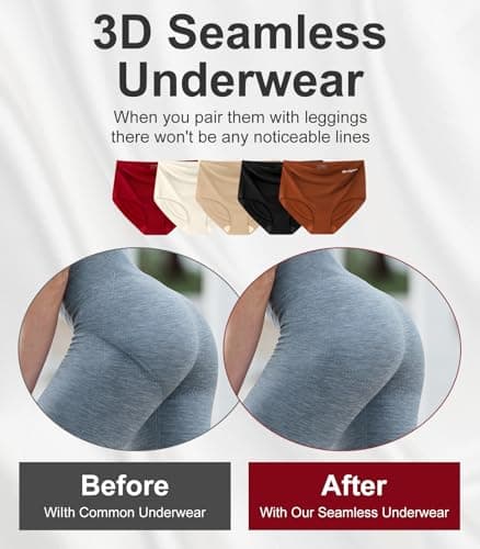 BARLEYUSA Womens Underwear Seamless High Waisted Silky Stretch Briefs No Show Breathable Full Coverage Ladies Panties 5 Pack - Thumbnail 3