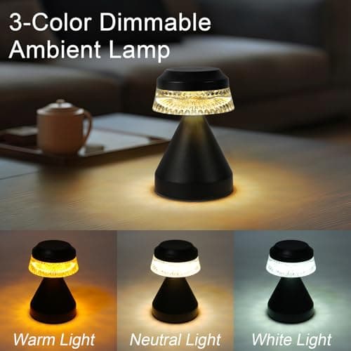 UMLAEN Rechargeable Cordless Table Lamp, 2600mAh Battery Operated Table Light | 3 Color | Stepless Dimming, for Bedroom, Cafe, Camping, Bar, Dining Table, Restaurant - Thumbnail 3