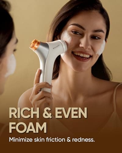kingdo 2-in-1 Face Scrubber & Makeup Remover Device, Smart Automatic Foaming Facial Cleansing Brush Exfoliator with Face Cleanser for Deep Cleansing & Exfoliating & Removing Makeup Skin Care - Thumbnail 4