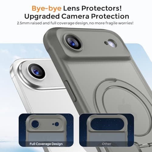 MOCCA Design for iPhone Air Case, Compatible with Magsafe [Premium Invisible Magnetic Ring Stand] [Military Drop Protection] Full Camera Guard Translucent Matte Slim Phone Cover 6.5",Titanium Gray - Thumbnail 3