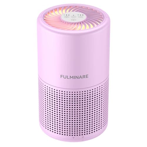 FULMINARE Air Purifiers for Home Bedroom H13 HEPA Air Purifier, 3 Speeds, Timer, 24dB, Small Mini Air Purifier with Night Light, Purple - Image 1