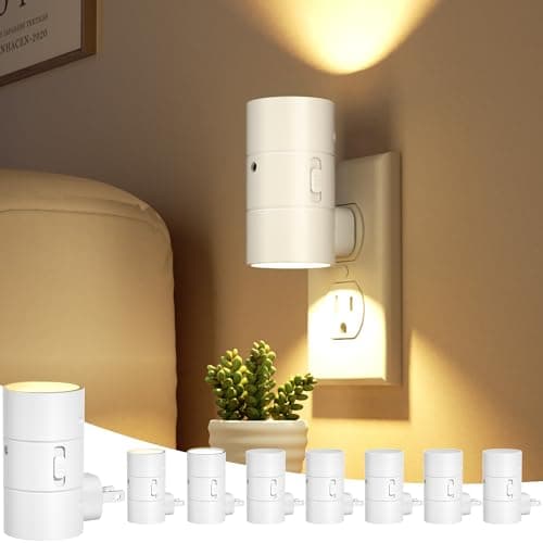 JOFIOS Night Lights Plug Into Wall,3 Color Temperatures LED Night Light Plug in,Dusk to Dawn Sensor,0-100LM Adjustable Brightness,Dimmable Night Lights for Hallway Bathroom Stair Bedroom,White,8 Pack - Image 1