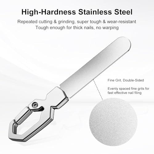 Keychain Metal Nail File for Natural Nails, Stainless Steel Fingernail & Toenail Shaping Tool for Men & Women, Keychain Design Durable & Portable for Home & Travel (Silver) - Thumbnail 6