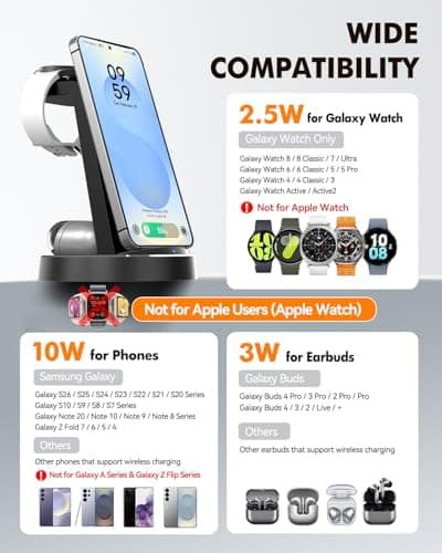 Wireless Charger for Samsung, 3-in-1 Android Charging Station - Thumbnail 2
