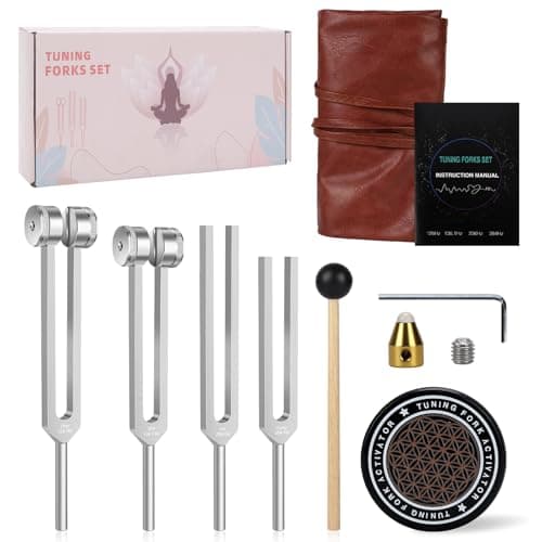 Tuning Forks for Healing Set 128Hz 136.1Hz 256Hz 384Hz – Pure Frequency Sound Healing Instruments, Professional Tuning Fork Kit for Meditation Yoga Relaxation Harmony Resonance Practice - Image 1