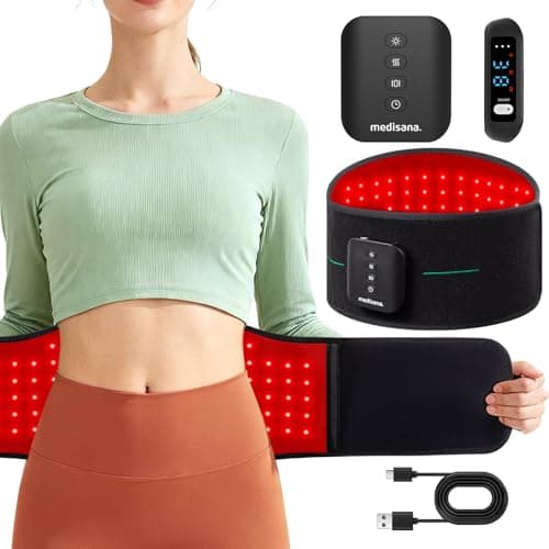 Medisana 3-in-1 Red Light Therapy Belt, Cordless & Portable Infrared Red Light Therapy for Body with Red Light/Pulse/Heat/Vibration - 660nm/850nm for Back Pain Relief, Adjustable Fit for Waist & Back - Image 1