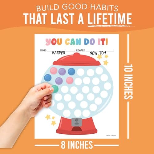 Hadley Designs Sticker Chart for Kids Behavior at Home - Sticker Reward Chart for Kids, Star Charts for Toddler, Star Charts for Good Behavior, Gumball Reward Stickers for Classroom Incentives - Thumbnail 3