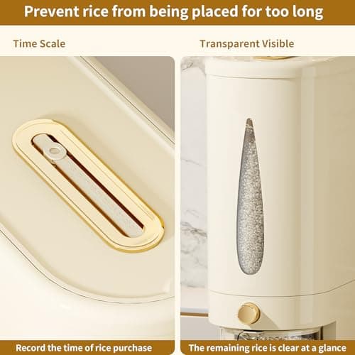 ZuoCheng Large Rice Dispenser, 11Lbs Cereal Dispenser Rice Container Food Storage Container with Measuring Cup, Cereal Containers Storage Kitchen Household Rice Pet Food Holder - Thumbnail 5