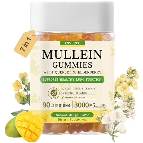 Mullein Gummies, 3000mg Mullein Leaf Extract, Lung Cleanse, 90 Count - Image 1