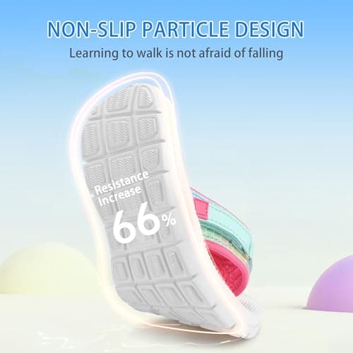 Girls Flip Flops Kids Sandals Summer Beach Non Slip Outdoor & Intdoor Little/Big Girl Comfortable Fashion Lightweight Soft Bathroom Pool Swimming Shower Home House Sport White Teal Big Kid 5 - Thumbnail 6