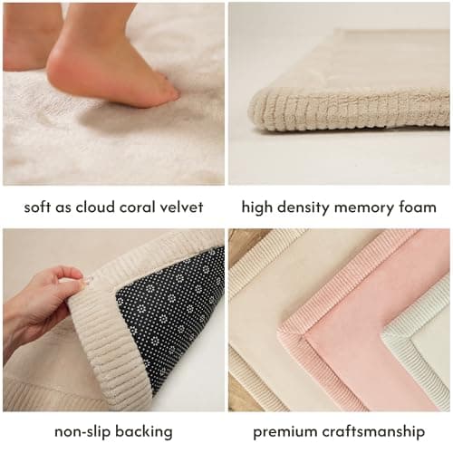 Hakuna Matte CloudSoft Baby Play Mat for Floor 47" x 67" Beige – Coral Velvet Memory Foam Rug for Crawling & Cozy Play – Non-Slip, Water-Resistant, Easy-CareTummy Time Mat, Playmat for Playpen - Thumbnail 3