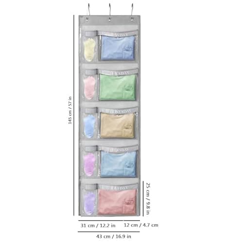 RUIPBOTE 2 Pack Weekly Kids Clothes Organizer – Day of the Week Hanging Closet Storage for School Outfits, Kids’ Wardrobe Organizer with Labels for Monday to Friday (2) - Thumbnail 4