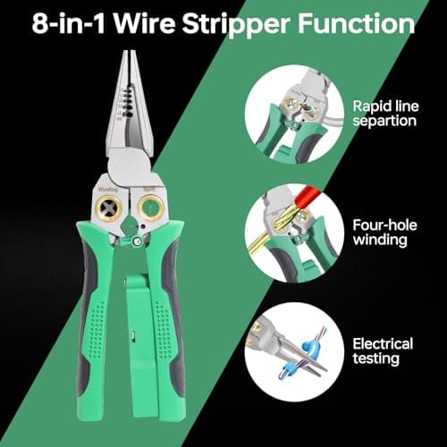 8 in 1 Wire Stripper with Voltage Tester, Wire Stripper Pliers Multi-Function Electrician Tool for Stripping Cutting Scraping Crimping Wires Car & Home Electrical Repair - Thumbnail 6