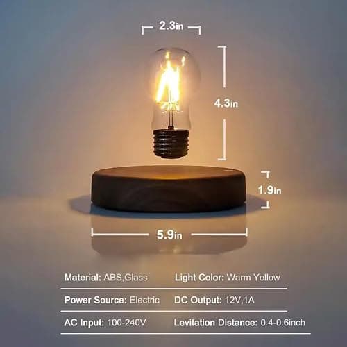 INOVAXION Levitating Floating Light Bulb, Magnetic Levitation Wireless Bulb Lamp, Gravity Lamps, Magnetic Levitating Decor& Display for Room and Office, Unique Tech Gift and Toy. - Thumbnail 2