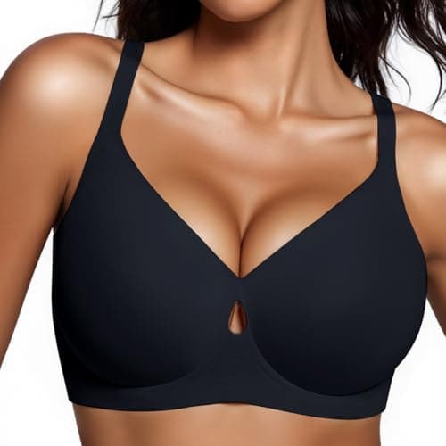 UIMERO Jelly Bras for Women Wireless Womens Bras No Underwire Supportive Comfortable Everyday Seamless Tshirt Bra Black - Image 1