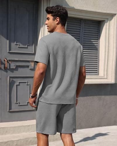 Aiyino Men’s 2-Piece T-Shirt & Shorts Set – Casual Track Suit for Summer - Thumbnail 5