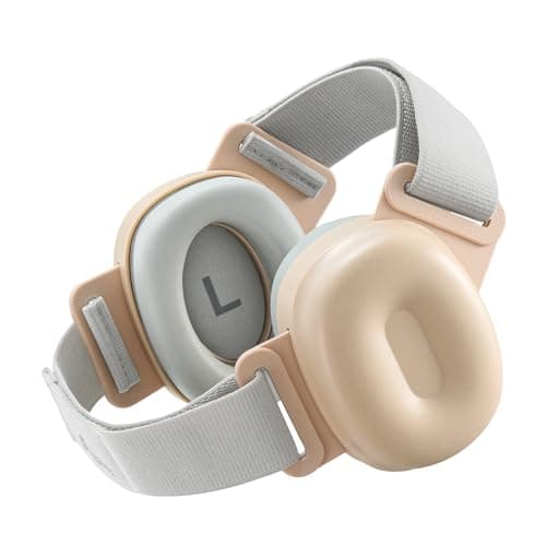 Eggiehug Baby Hearing Protection Earmuffs, 25dB, CE, 25° Headband, Oatmeal