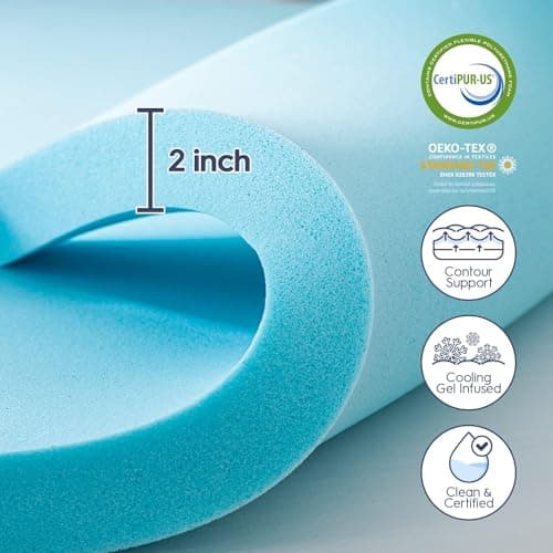 ELEMUSE 3 Inch King Size Dual Layer Memory Foam Mattress Topper, 2 Inch Premium Cooling Gel Memory Foam, 1 Inch Soft Pressure Relief Pillowtop Mattress Pad, CertiPUR‑US Certified, Sleep Upgrade - Thumbnail 6