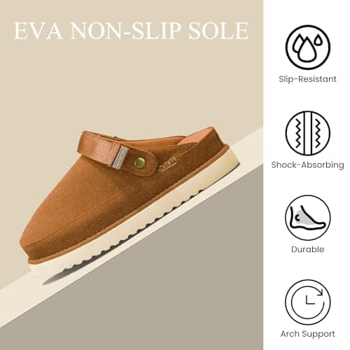 Uggsly Goldenstar Clogs Uggsly Slippers Women Evellyhootds Cushionaires Slip-On Mules Fall Clogs for Women 2025 Clog Back Strap Maroon - Thumbnail 3