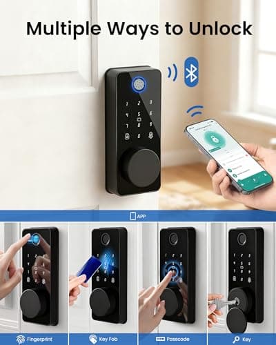 Smart Lock, Fingerprint Keyless Entry Door Lock App Control, Electronic Touchscreen Keypad, Auto Locking, IP54 Weatherproof, Easy Install Digital Deadbolt for Front Door - Thumbnail 4