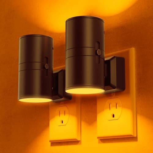 Briignite Night Lights Plug into Wall, Modern LED Night Light Plug in, Dusk to Dawn Sensor,Amber Night Light 0-100LM Adjustable Brightness, Dimmable NightLight for Hallway, Bedroom, Stairway, 2 Pack
