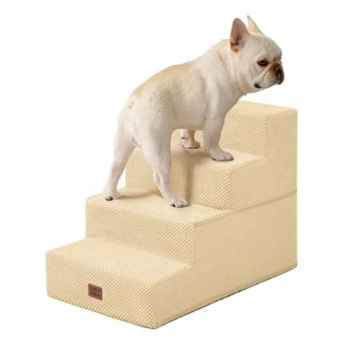 EHEYCIGA Dog Stairs for Bed 18" H, 4-Step Dog Steps for High Bed, Pet Steps for Small Dogs and Cats, Non-Slip Balanced Pet Ramp Indoor, Graige