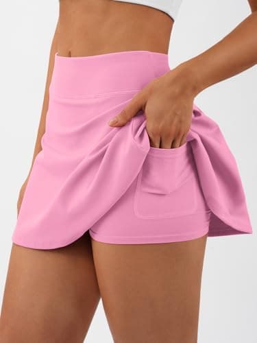 AFFOLE Pink Skirt Women Tennis Golf Skorts Athletic High Waisted with Pockets Inner Shorts Workout Pleated Pickleball 2026 - Thumbnail 2