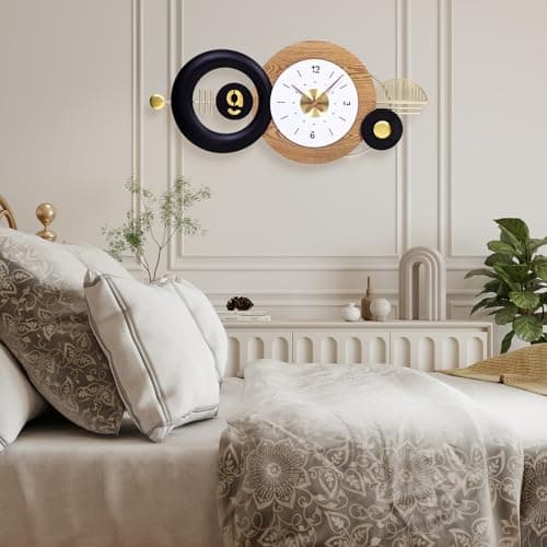 38x17 Inch Modern Silent Battery Powered Wall Clock for Living Room Decor - Thumbnail 3
