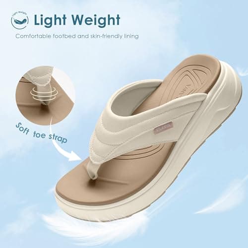 Vilanva Women's platform flip-flops Beige Size 8 - Thumbnail 4
