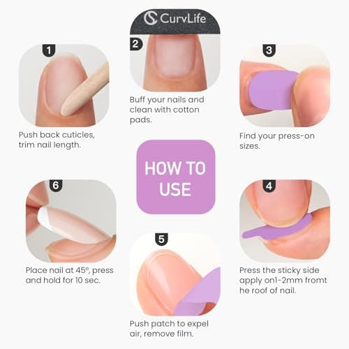 CurvLife TabQueen Extra Strong Press On Nail Adhesive Tabs, 10 Sheets 180PCS 18 Sizes, Strong Hold Nail Glue Stickers, 0.3mm Ultra-Thin Sticky Tabs, Waterproof, Easy Peel, Gentle Removal - Thumbnail 6