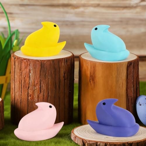 DAZONGE Easter Decor Peep Chick Figurines, Set of 4 Colorful Easter Decorations for Home, Spring Chick Figurines for Tiered Tray, Mantel & Shelf Decor - Perfect Basket Stuffers - Thumbnail 6
