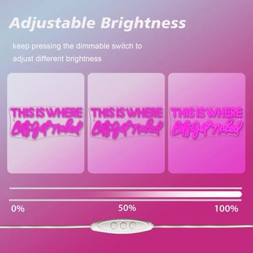 NXYX Let's Get Naked Pink Neon Sign Bathroom Led Sign Get Naked Wall Neon Light for Home Pink Bathroom Wall Decor Girl Teenager Funny Housewarming Gift Her - Thumbnail 4