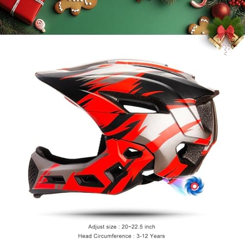 Natuway Toddler and Kids Full Face Helmet, Girl and Boy BMX Multi-Sport Detachable Mountain Dirty Bike Helmet Around 3-12 Years Head Circumference. - Thumbnail 2