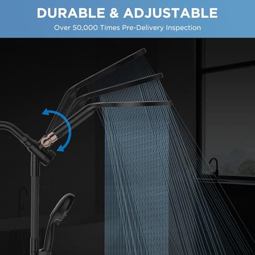 MakeFit Dual Handheld Shower Head Combo, 2-in-1 Rain Shower Heads System 8 Inch Rainfall Shower Head and 10 Modes High Pressure Hand Held Showerhead with Built-in Power Wash - Thumbnail 2