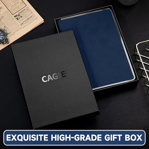 MINICAGIE Journal Notebook for Men Women Gifts Hardcover Leather Mens Journals for Writing 288 Pages 100 Gsm Paper Thick Journaling Notebooks for Work Diary, 5.7x8.3 In, Blue - Thumbnail 2